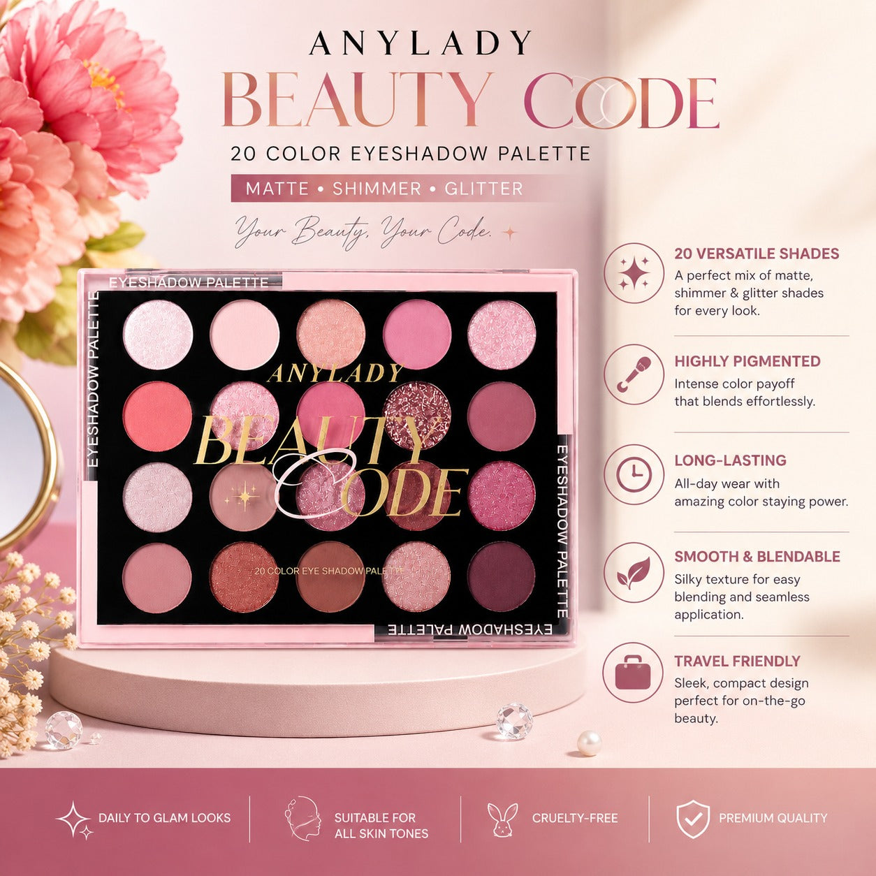 Anylady Beauty Code 20 Color Eyeshadow Palette